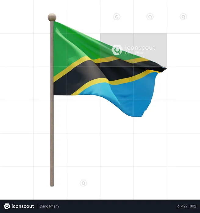 Tanzania Flagpole Flag 3D Flag