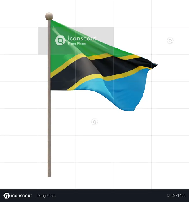 Tanzania Flagpole Flag 3D Icon