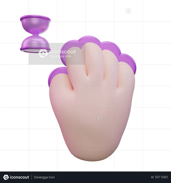 Tap Hold Five Finger Hand Gesture  3D Icon