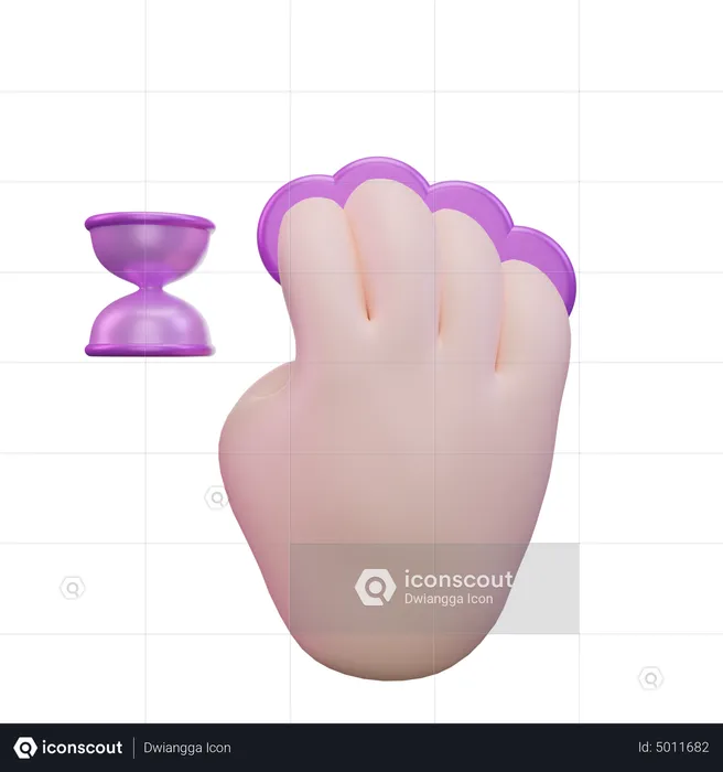 Tap Hold Four Finger Hand Gesture  3D Icon