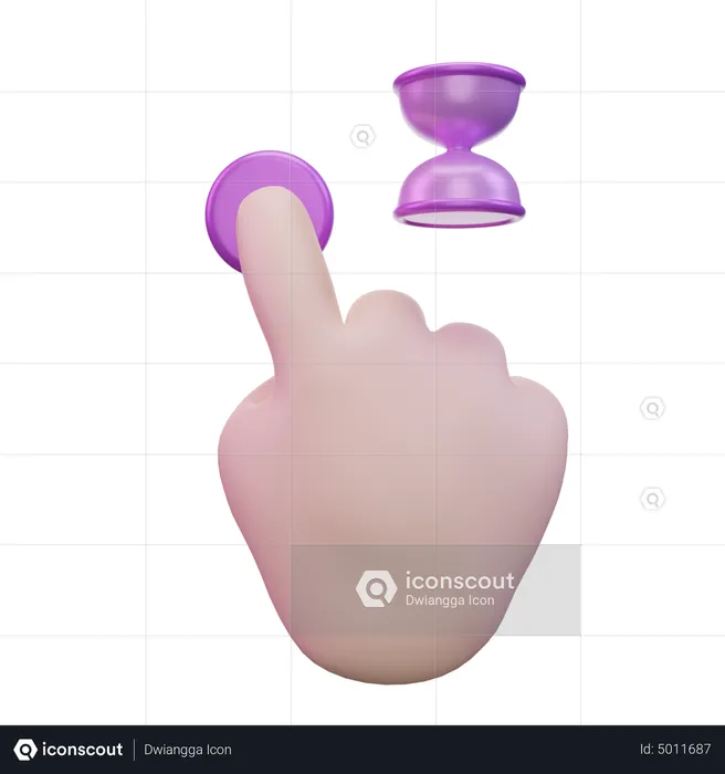 Tap Hold One Finger Hand Gesture  3D Icon