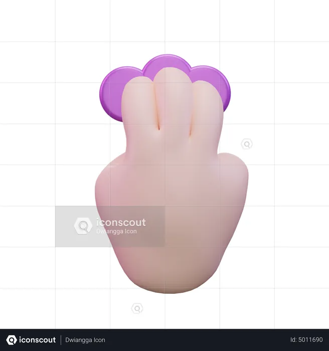 Tap Three Finger Hand Gesture  3D Icon
