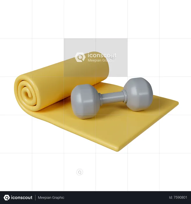 Tapete de yoga com halteres  3D Icon