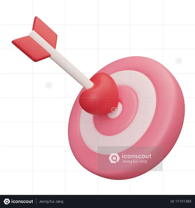 Target With Heart Shaped Arrow  3D Icon