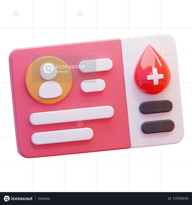 Tarjeta de donante de sangre  3D Icon