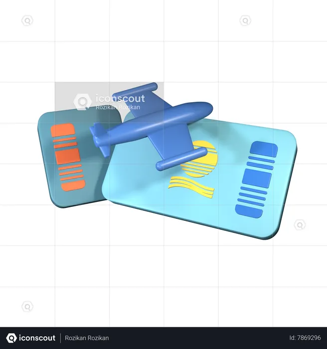Tarjeta de embarque de avión  3D Icon
