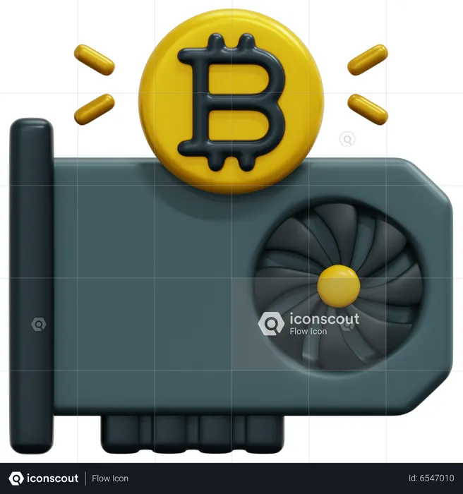 Tarjeta grafica bitcoin  3D Icon