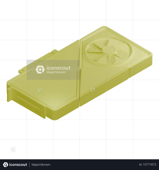 Tarjeta gráfica de un solo ventilador  3D Icon