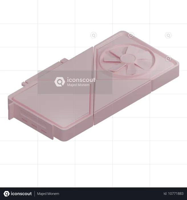 Tarjeta gráfica de un solo ventilador  3D Icon