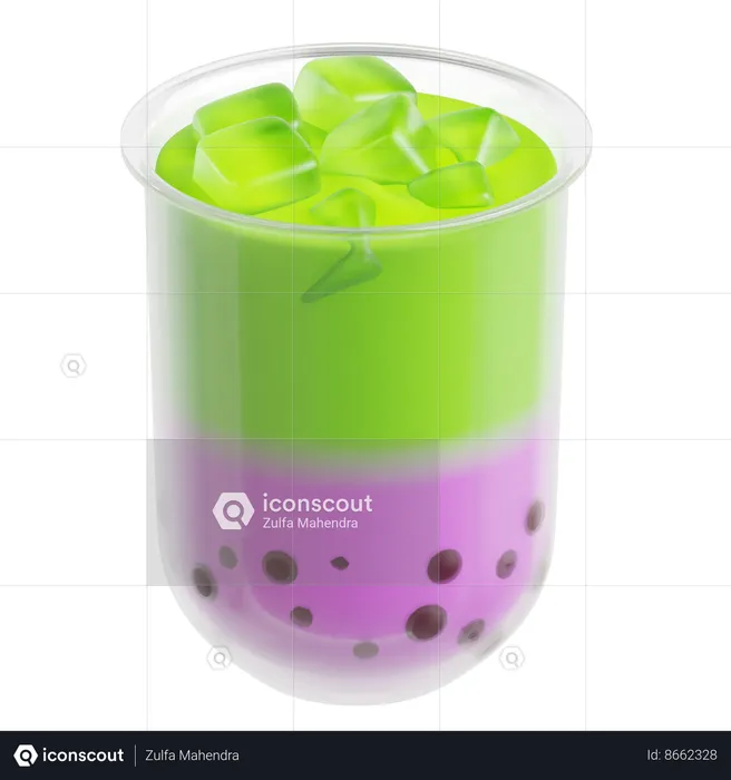 Taro Matcha Bubble Tea  3D Icon