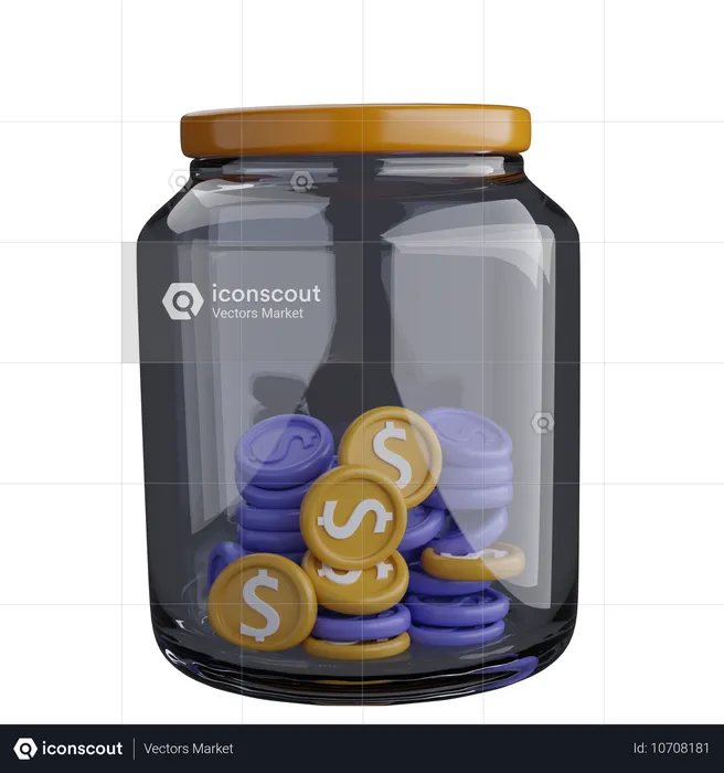 Tarro de monedas  3D Icon