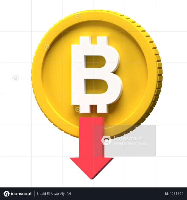 Tasa de bitcoin hacia abajo  3D Illustration