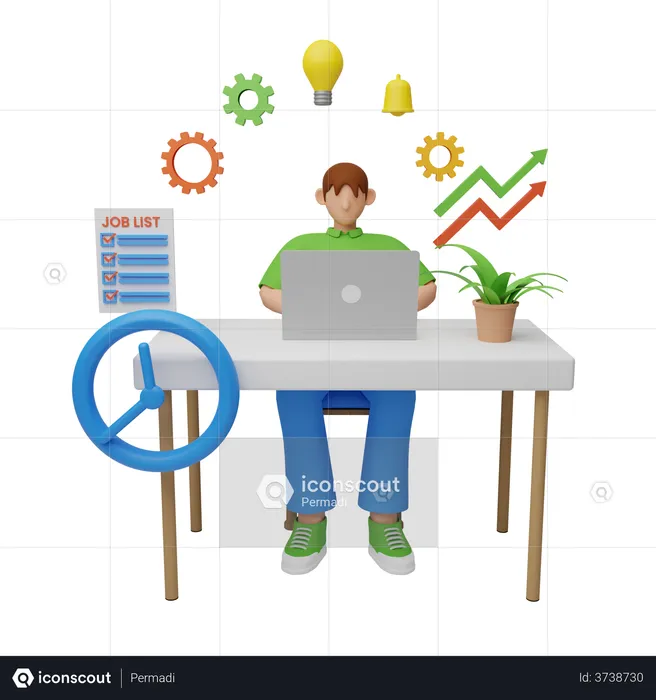 Task management by employee  3D Illustration