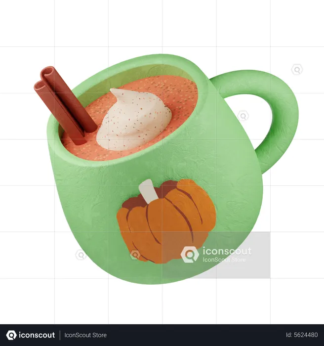 Tasse de latté aux épices et à la citrouille  3D Icon