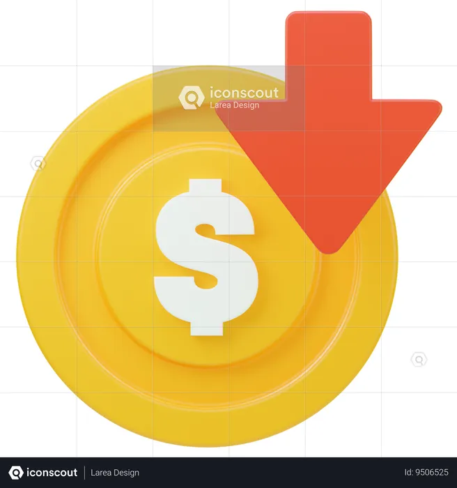 Taxa do dólar para baixo  3D Icon