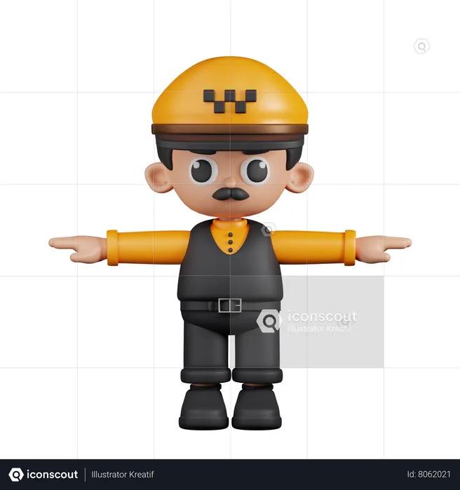 Taxi Driver With T Pose  3D Illustration