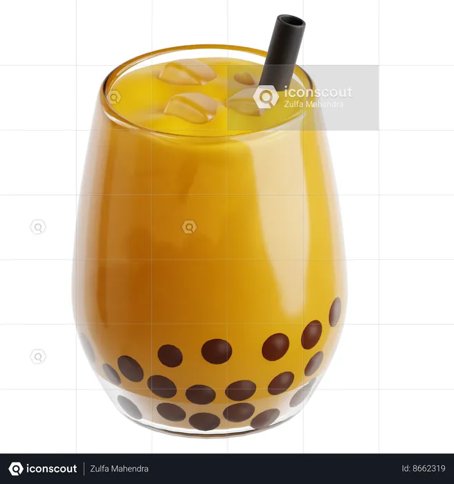 Té de burbujas de mango  3D Icon