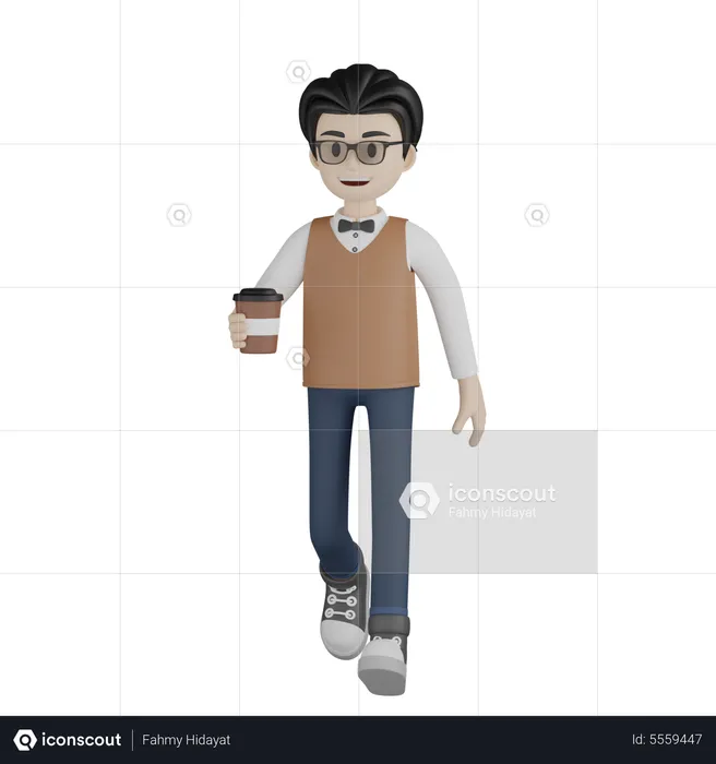 Teacher Holding Coffee  3D Illustration