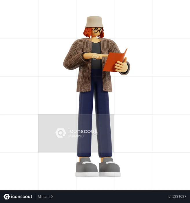 Teacher reading book while standing  3D Illustration