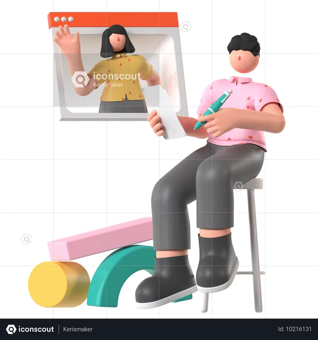 Teacher taking Online Class  3D Illustration