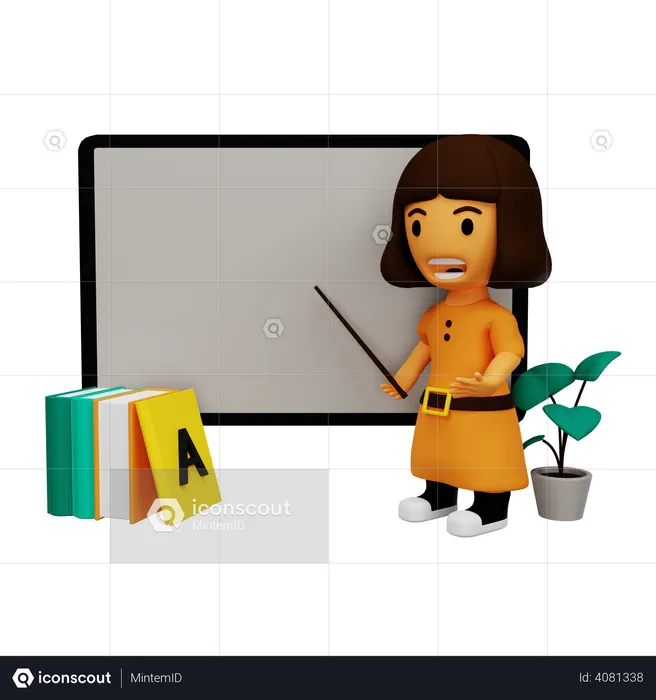 Teacher teaching on blackboard  3D Illustration