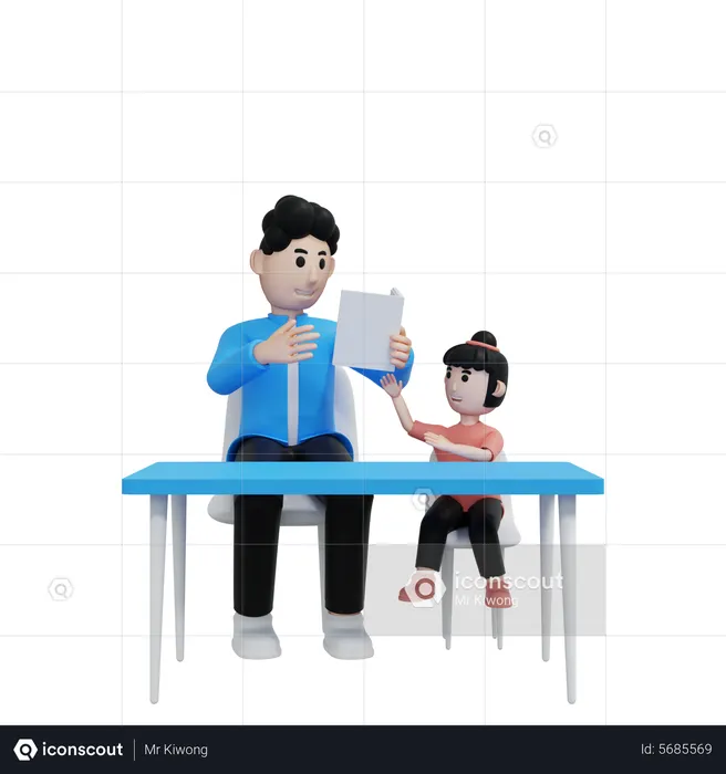 Teaching Child  3D Illustration