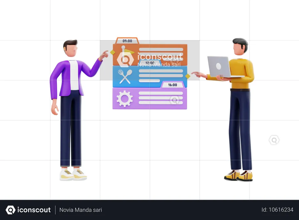 Team Doing Schedule Management  3D Illustration