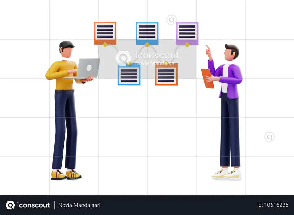 Team Doing Task Management On Notice Board  3D Illustration