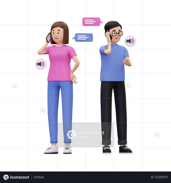 Team having a telephone conversation  3D Illustration