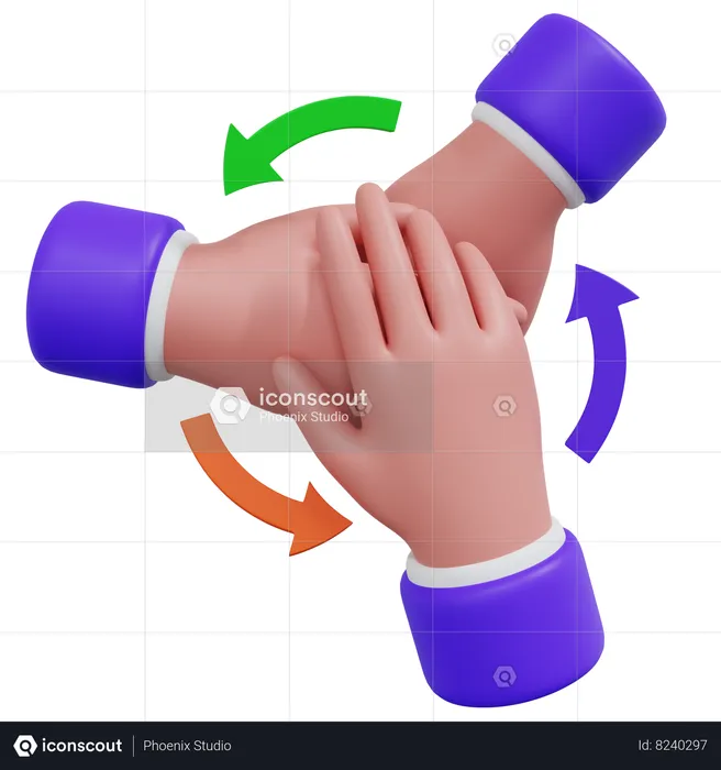 Team Work Hand  3D Icon