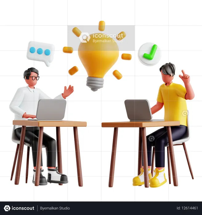 革新的なアイデアに取り組むチーム  3D Icon