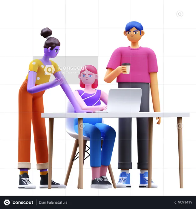 Team Working Together  3D Illustration