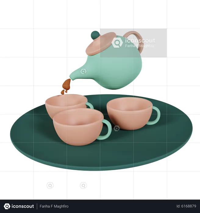 Teapot and cup  3D Icon