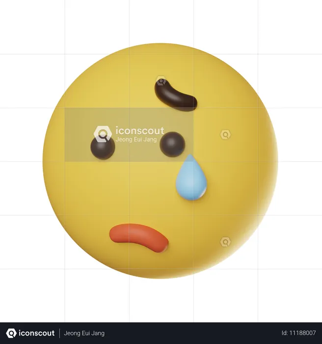 Tear Drop Face Emoticon Emoji 3D Icon