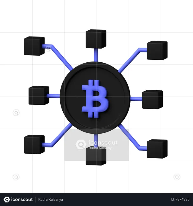 Tecnología de cadena de bloques  3D Icon