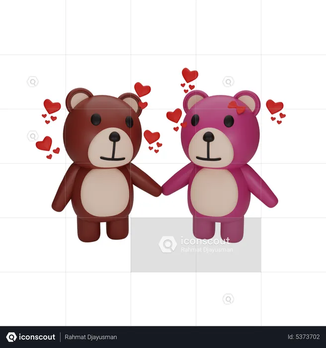 Teddy Bear Couple  3D Icon