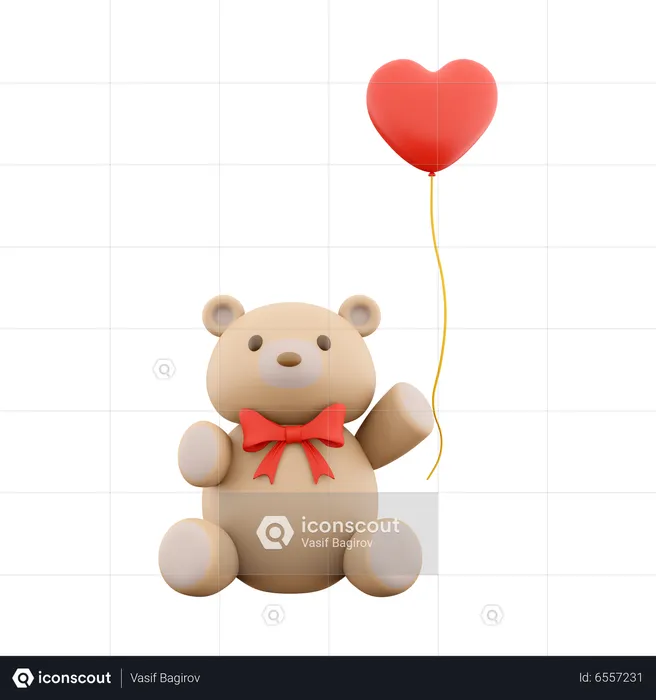 Teddybär mit Herzballon  3D Icon