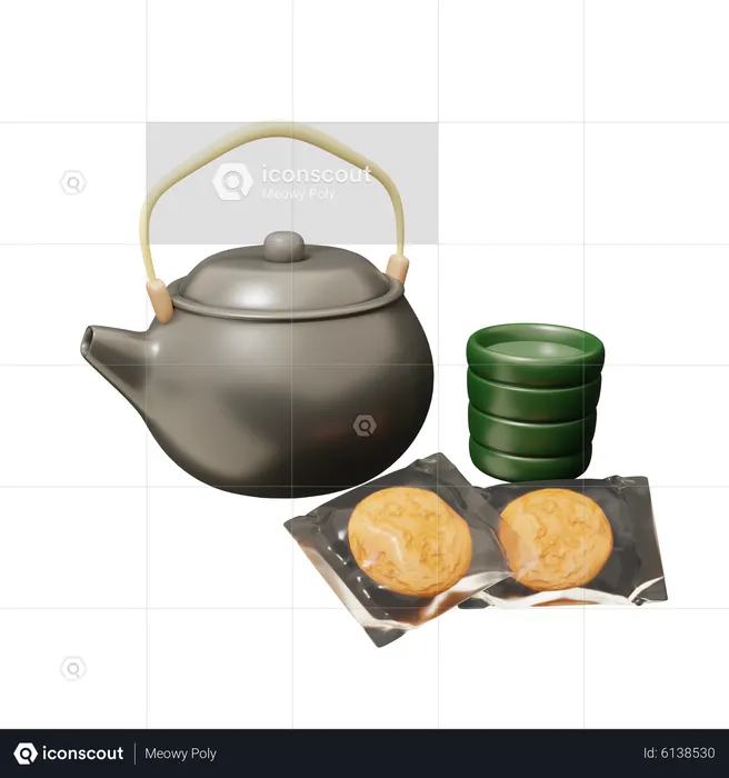 Tee mit Senbei  3D Icon