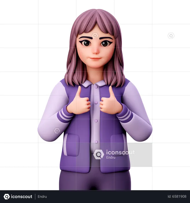 Teenage Girl Showing Thumb Up  3D Icon