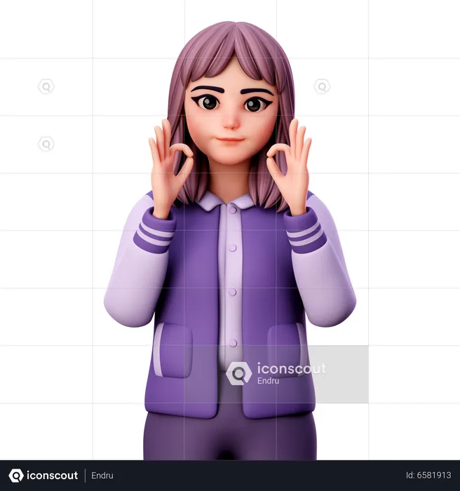 Teenage Girl With Nice Hand Gesture  3D Icon