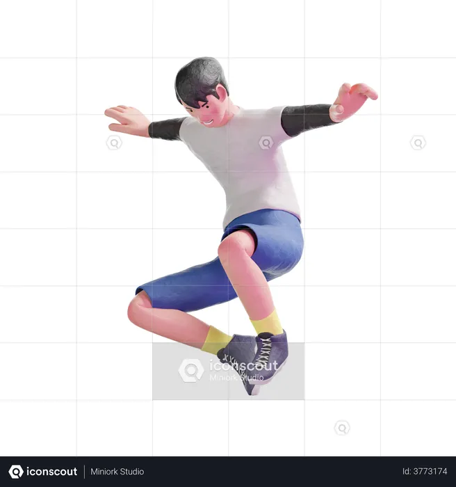Teenager Jumping  3D Illustration