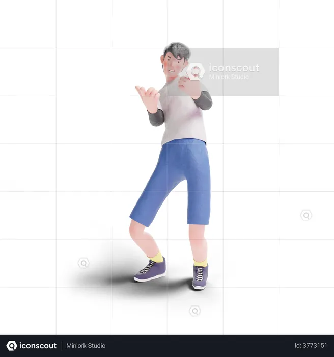 Teenager stylish pointing gesture  3D Illustration
