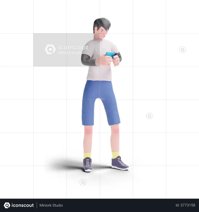 Teenager using smartphone  3D Illustration