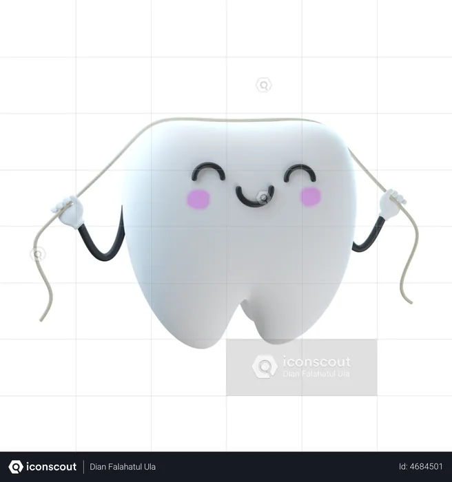 Teeth Cleaning Thread  3D Illustration