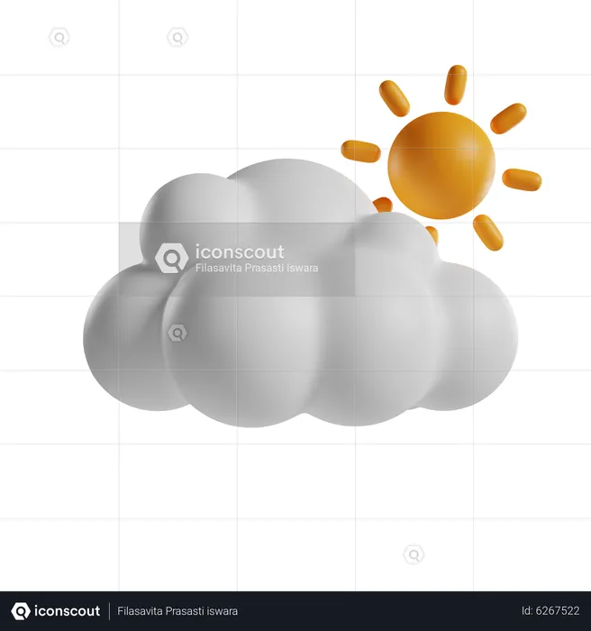 Teilweise bewölkter Tag  3D Icon