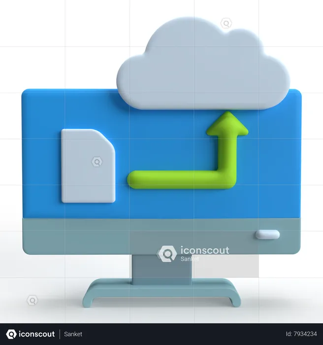 Téléchargement dans le cloud  3D Icon