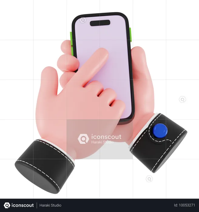 Tippen Sie auf das Telefon mit der Hand  3D Icon