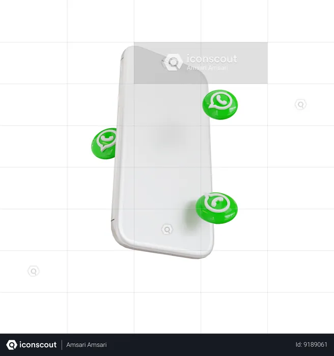 Téléphone portable avec boutons en forme de bulle WhatsApp Logo 3D Icon