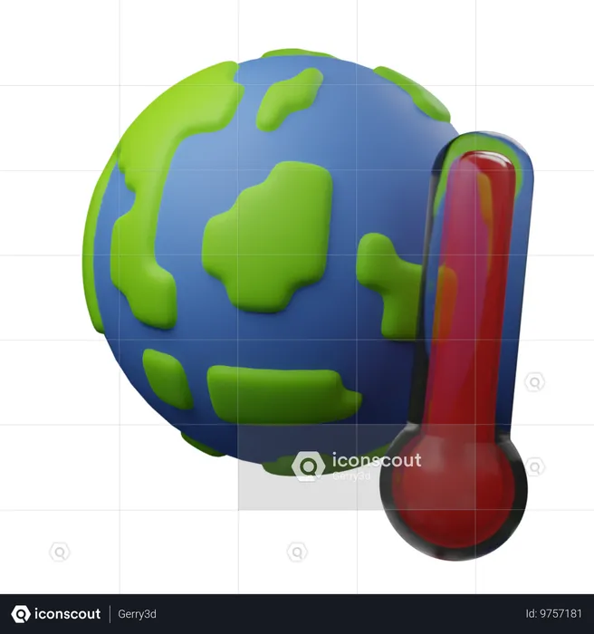 Temperatura caliente de la tierra  3D Icon