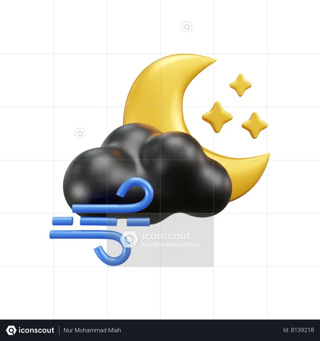 Tempo ventoso nuvem  3D Icon